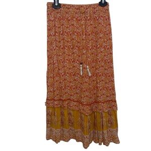 Cynthia Rowley Vibrant Paisley Layered Maxi Skirt Boho Womens M